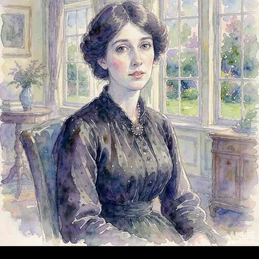 Virginia Woolf — editorial portrait illustration