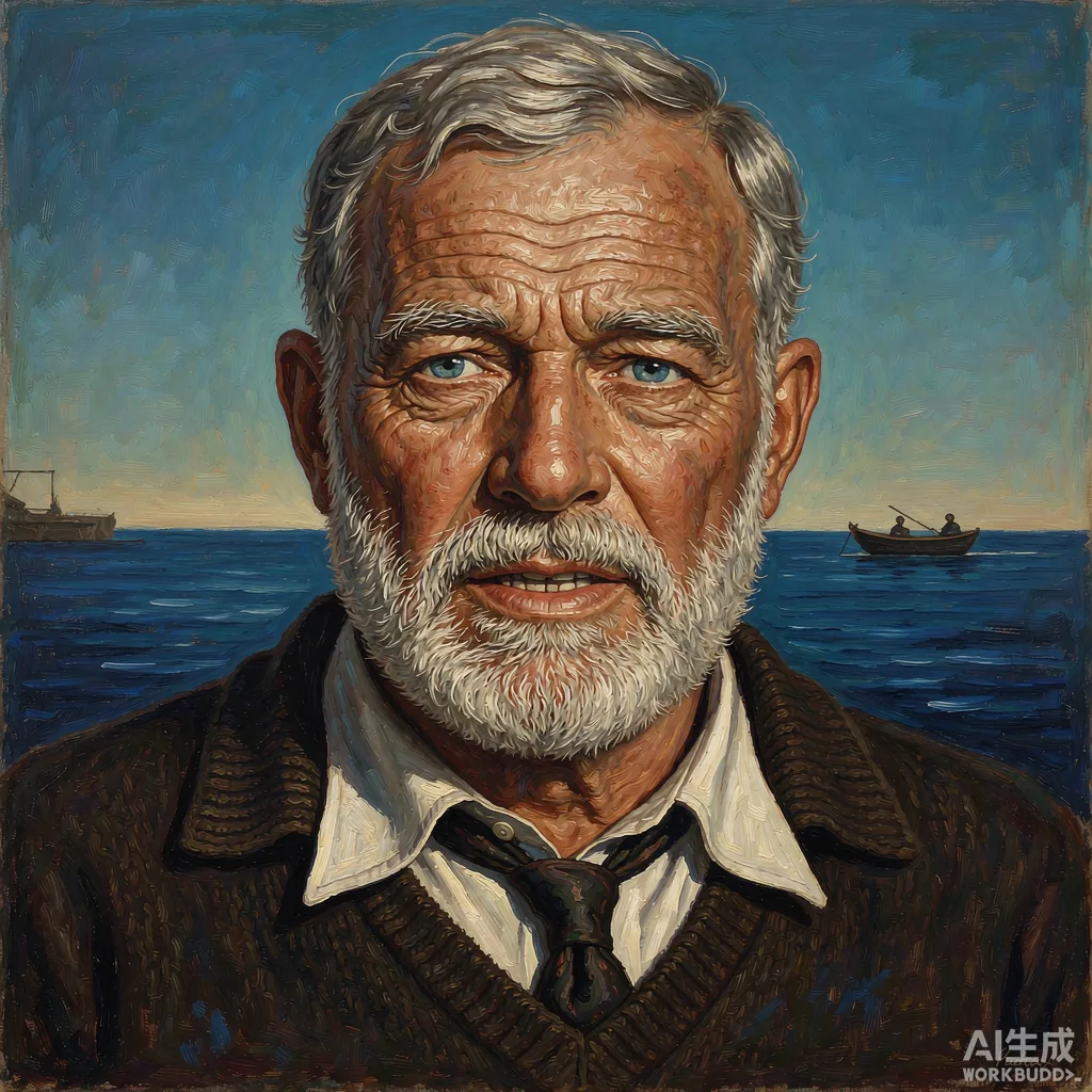 Ernest Hemingway — editorial portrait illustration