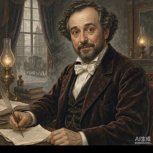 Charles Dickens — editorial portrait illustration